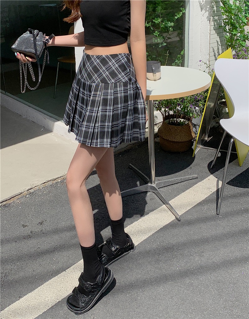 パンツ裏地チェックハイウエストプリーツミニスカート | 詳細画像14