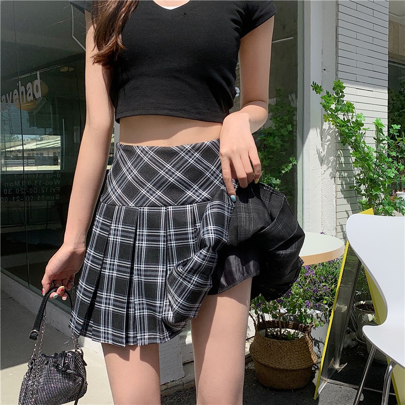 パンツ裏地チェックハイウエストプリーツミニスカート | 詳細画像18