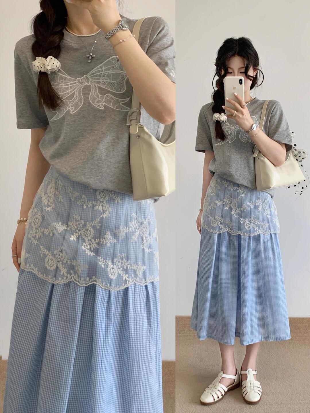 レースリボン刺繍半袖Tシャツ | 詳細画像4