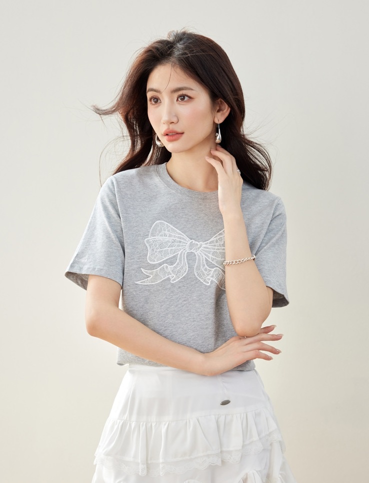 レースリボン刺繍半袖Tシャツ | 詳細画像5