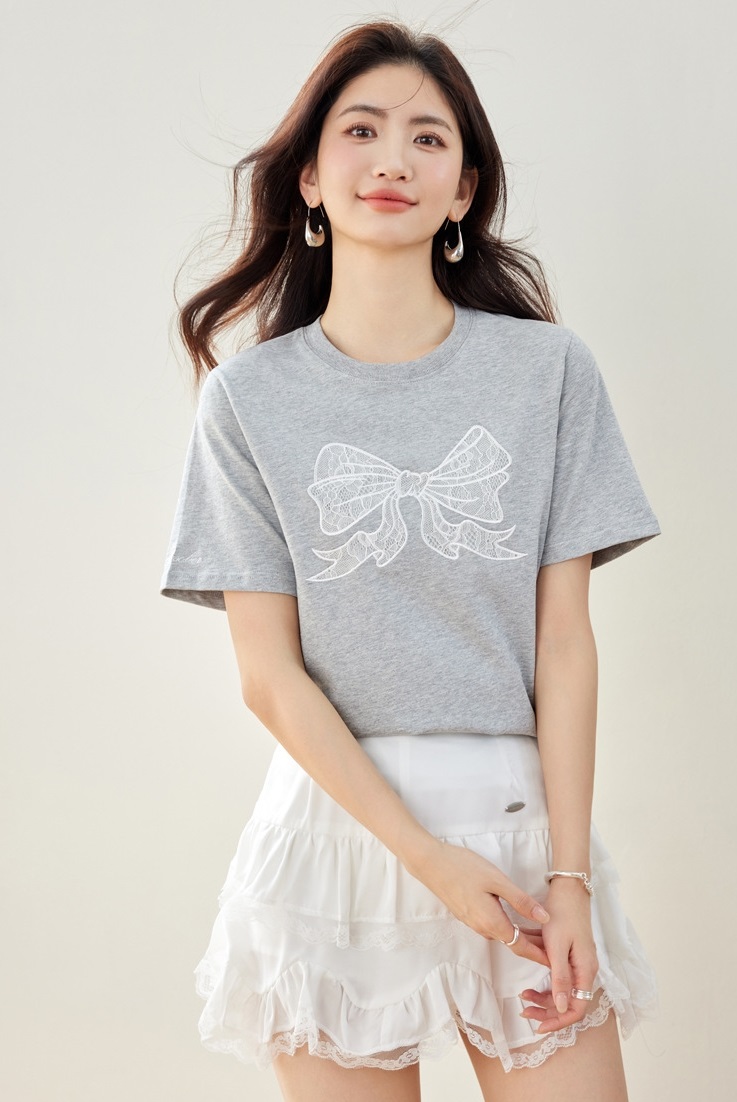 レースリボン刺繍半袖Tシャツ | 詳細画像6