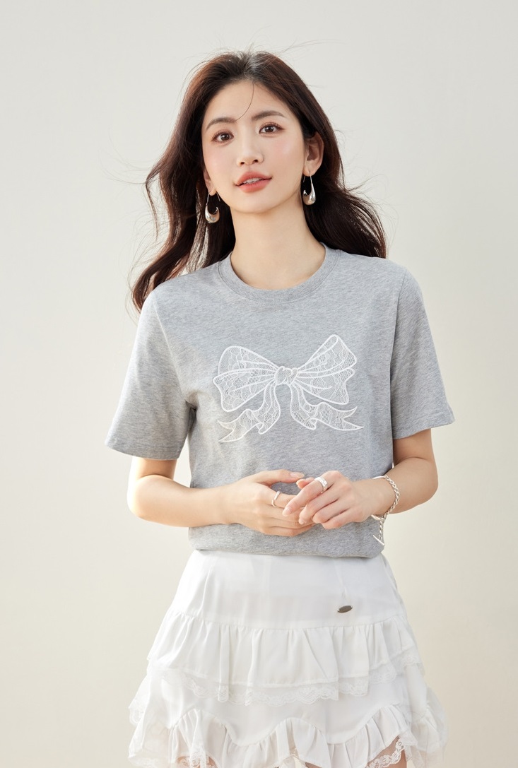レースリボン刺繍半袖Tシャツ | 詳細画像7