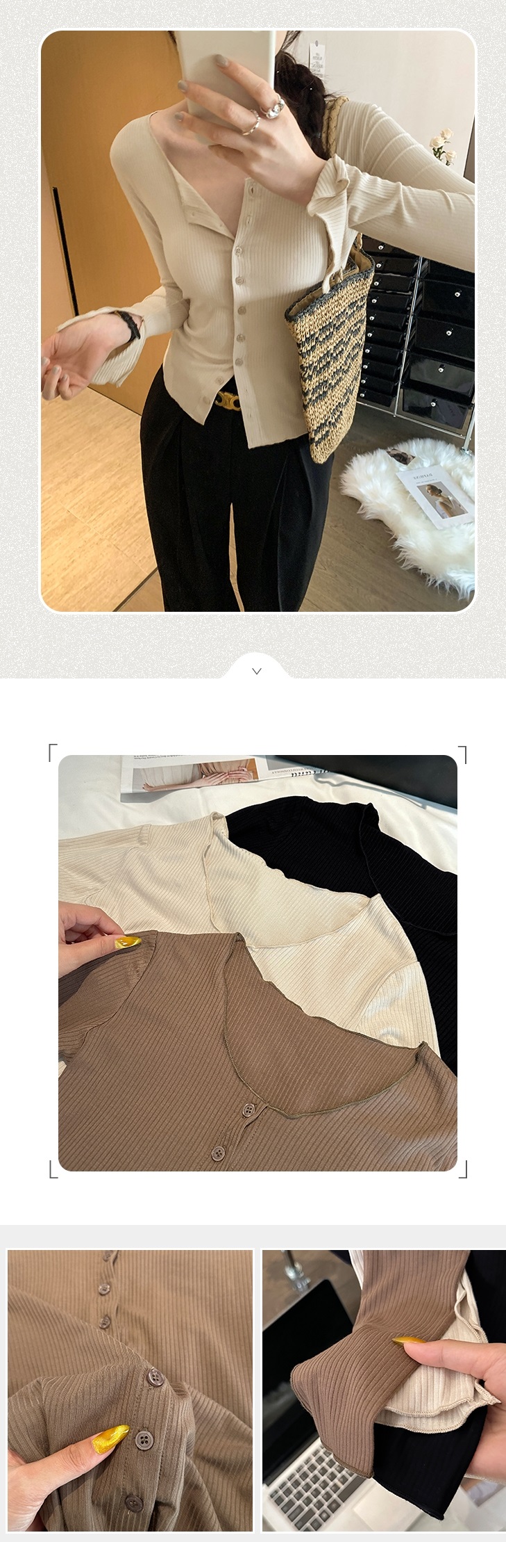 2WAYスリットスリーブリブボタンTシャツ | 詳細画像2