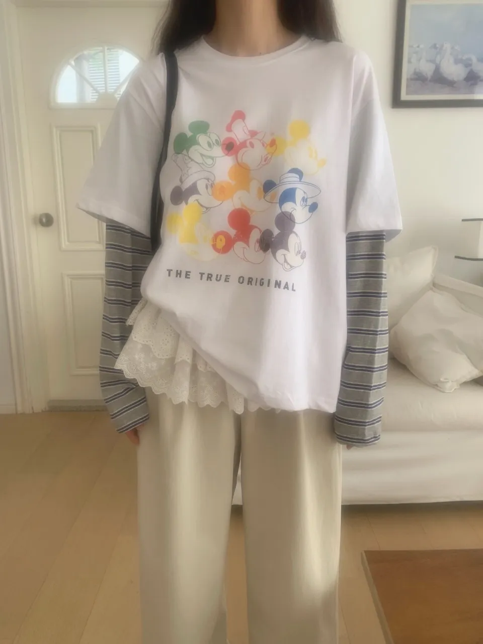 *Disney*カラフルミッキーボーダーレイヤードTシャツ | 詳細画像1