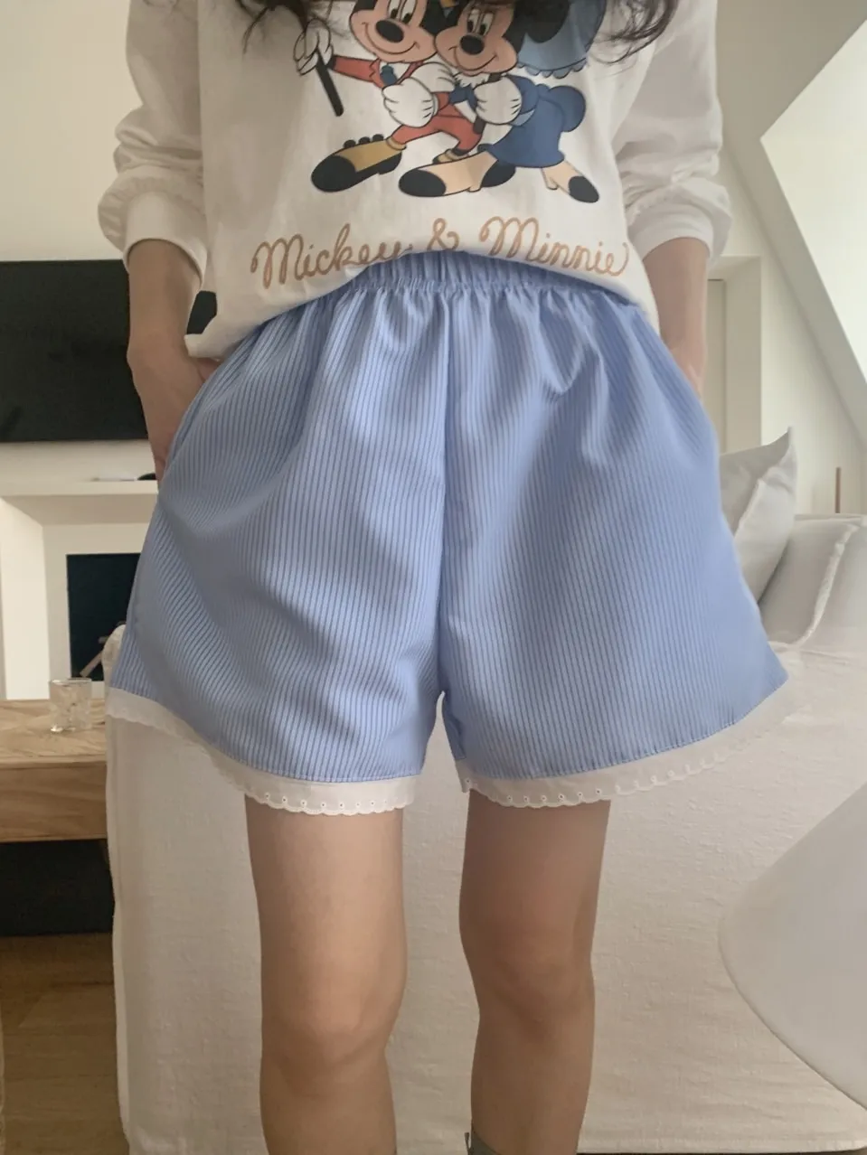 ストライプレースヘムショートパンツ | 詳細画像1