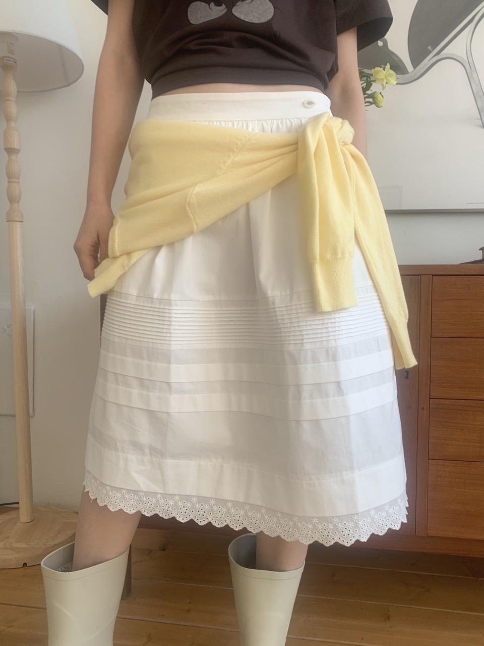 ピンタックレースミディAラインスカート | 詳細画像2