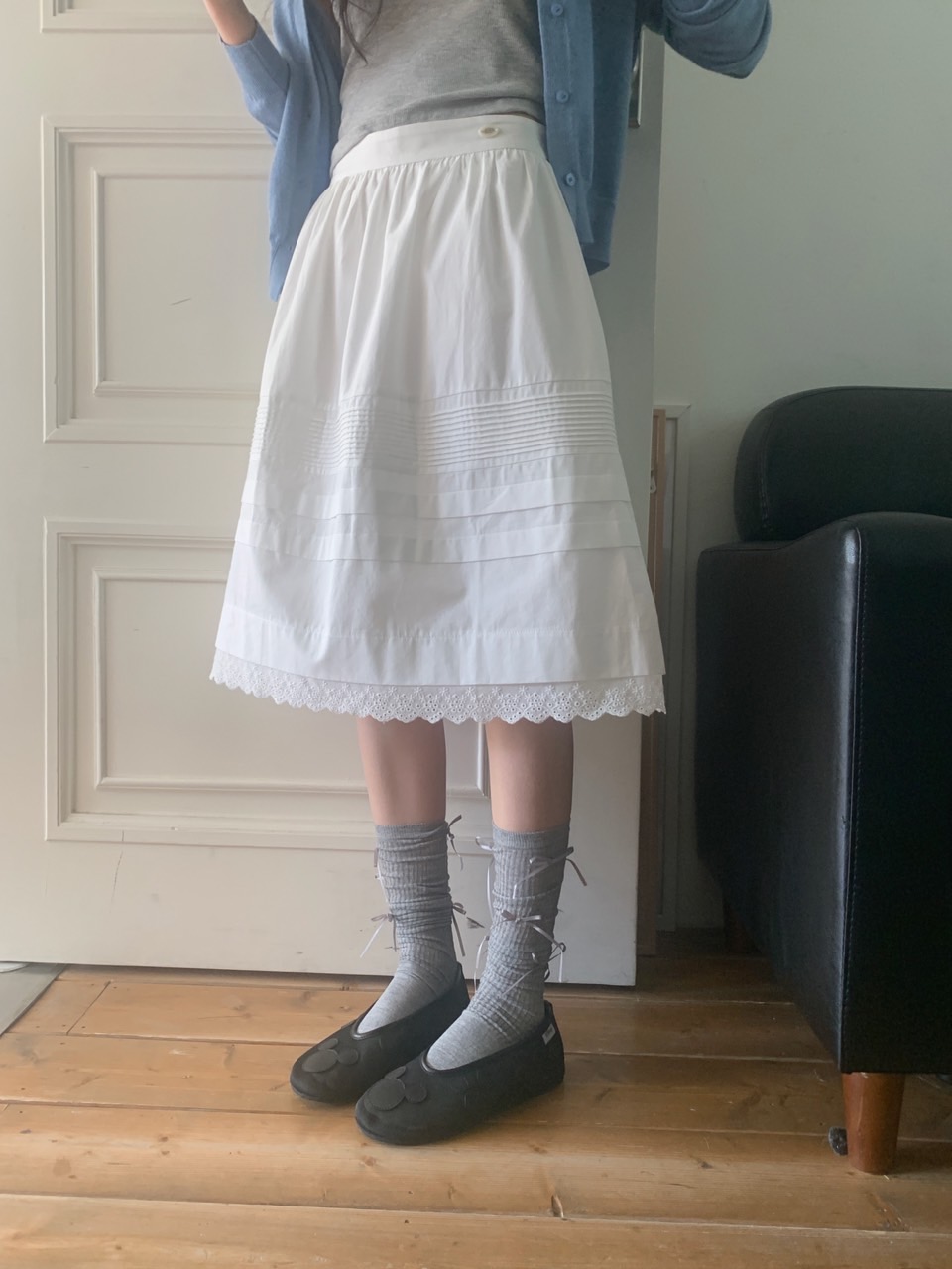 ピンタックレースミディAラインスカート | 詳細画像9