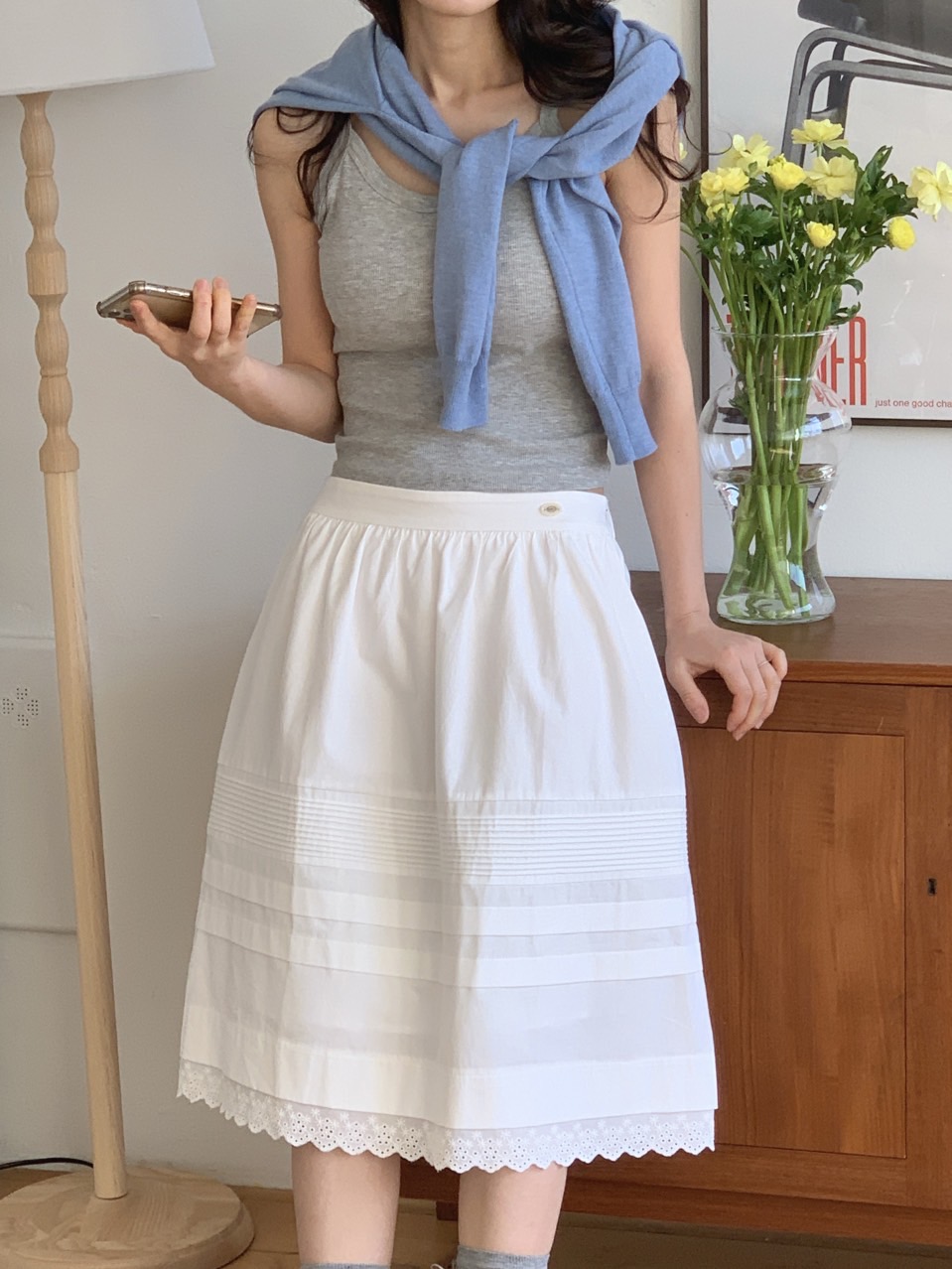 ピンタックレースミディAラインスカート | 詳細画像24