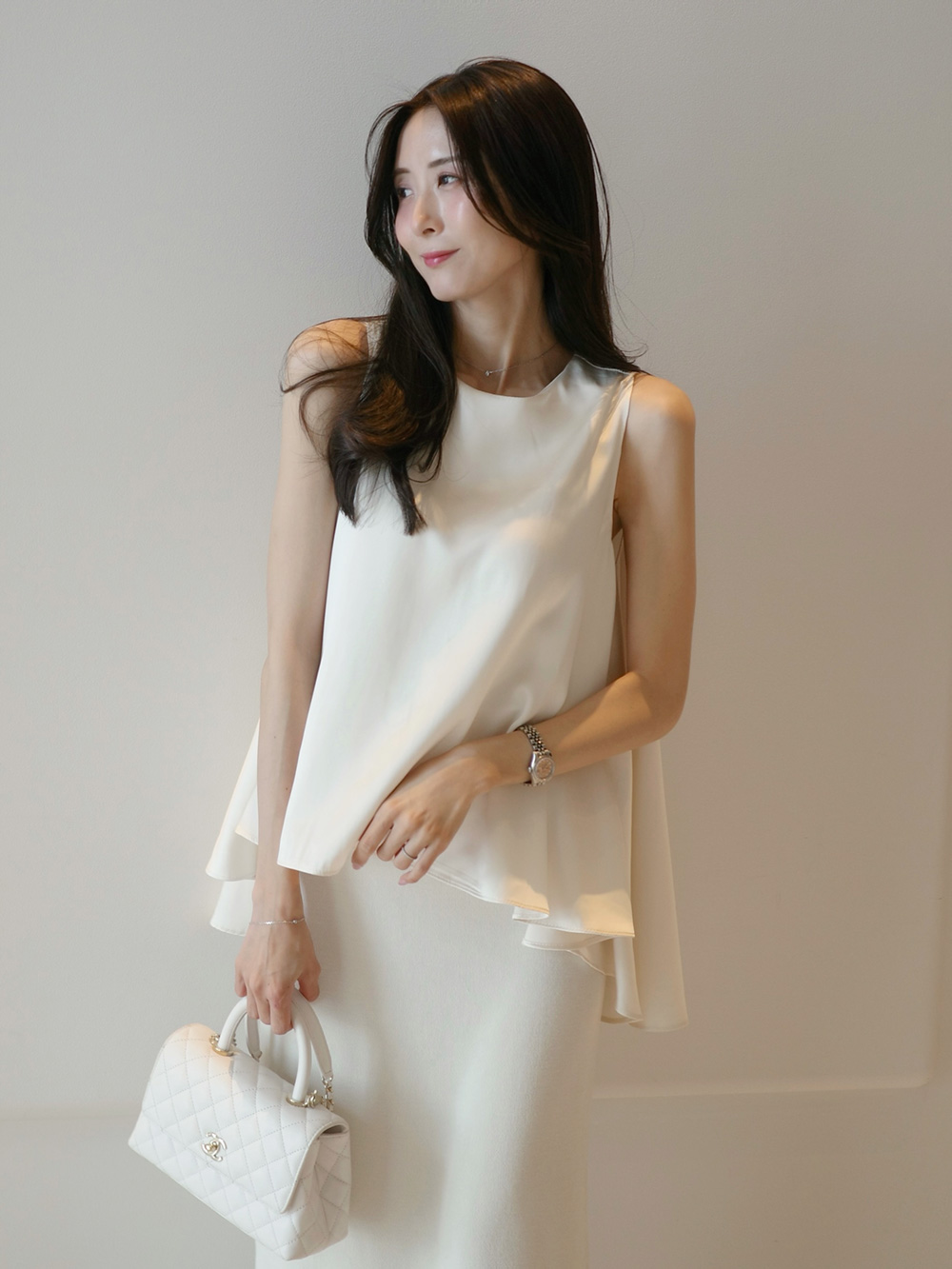 サテンフレアノースリーブ | 詳細画像8