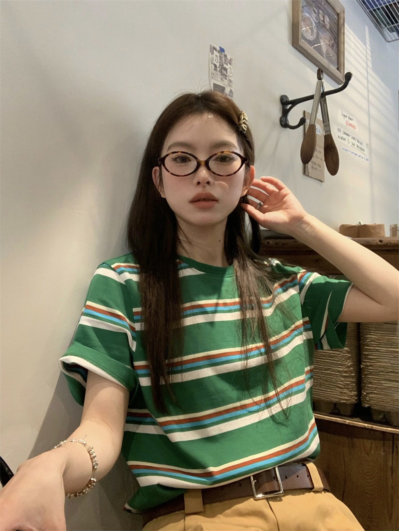 グリーンマルチボーダー半袖Tシャツ | 詳細画像2