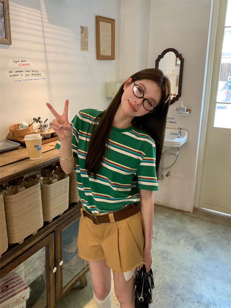 グリーンマルチボーダー半袖Tシャツ | 詳細画像3