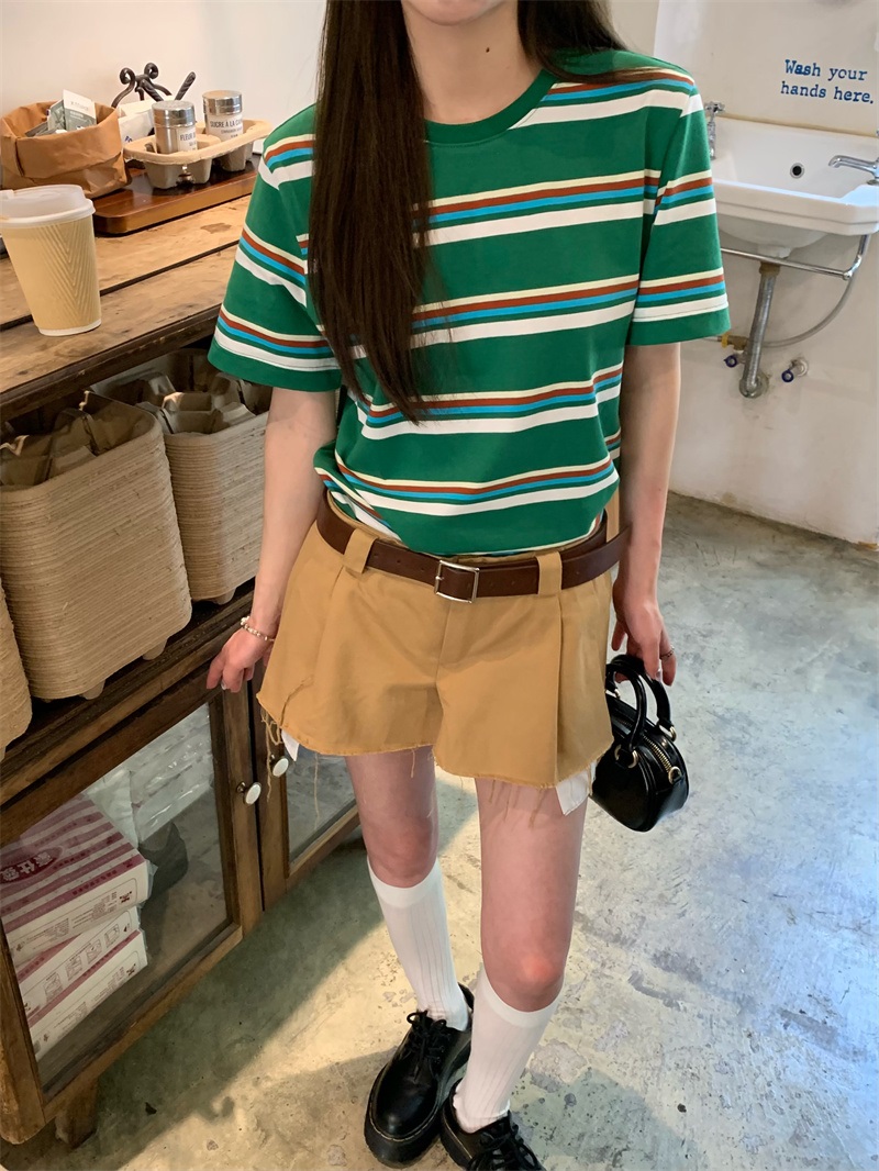 グリーンマルチボーダー半袖Tシャツ | 詳細画像8