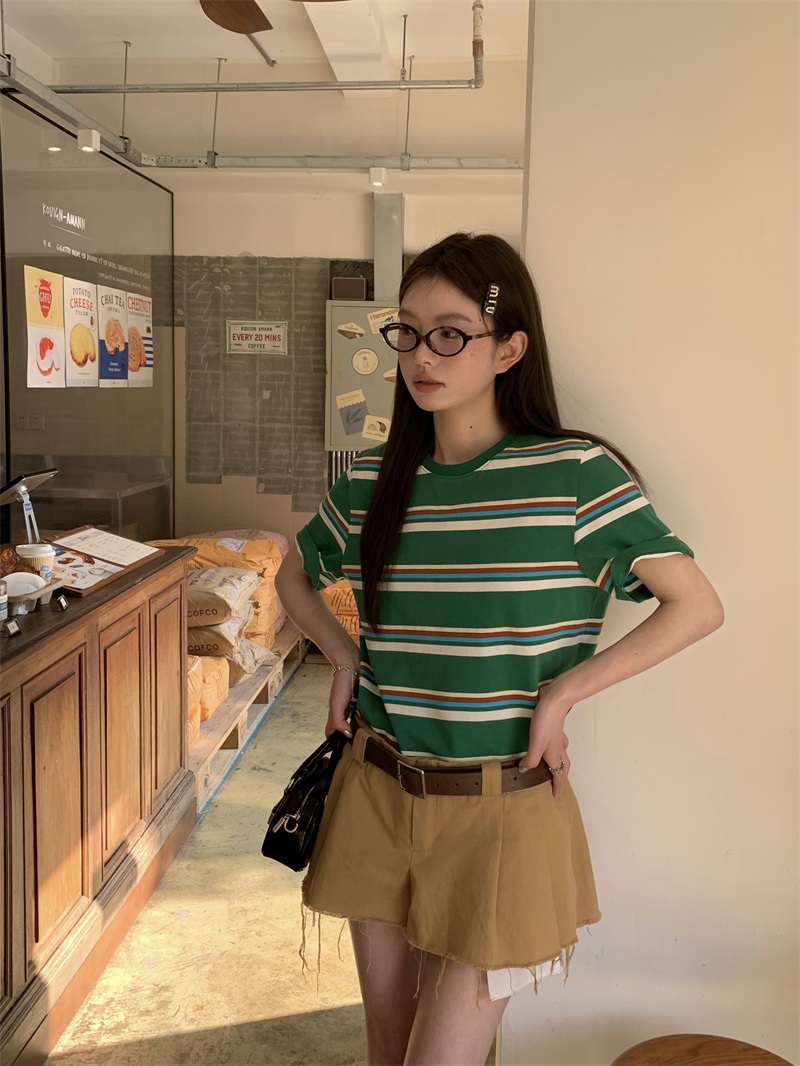 グリーンマルチボーダー半袖Tシャツ | 詳細画像11
