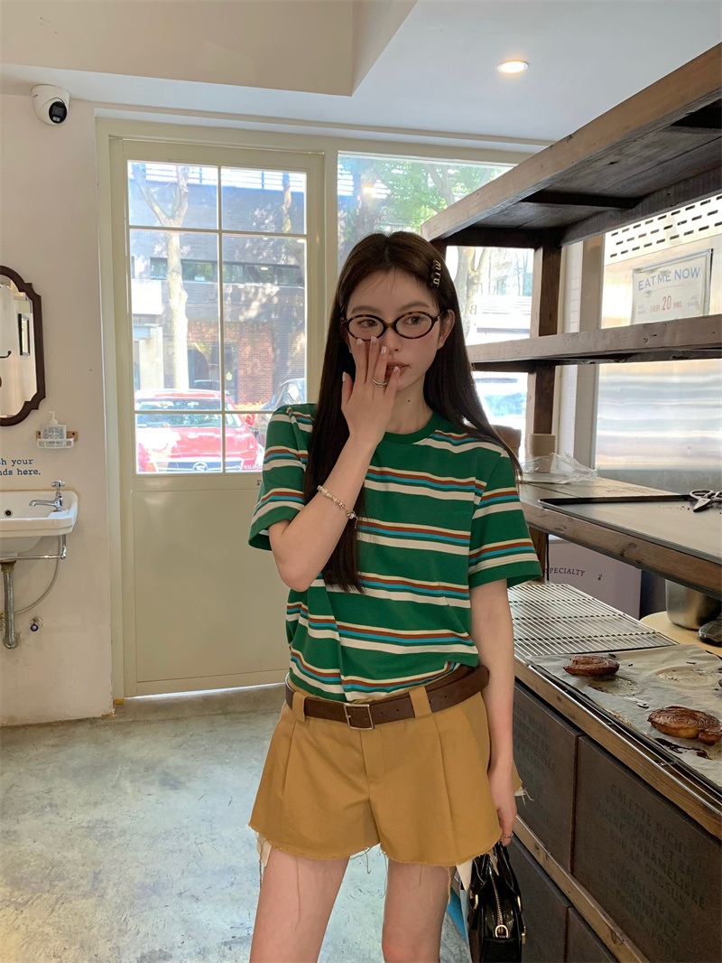グリーンマルチボーダー半袖Tシャツ | 詳細画像13