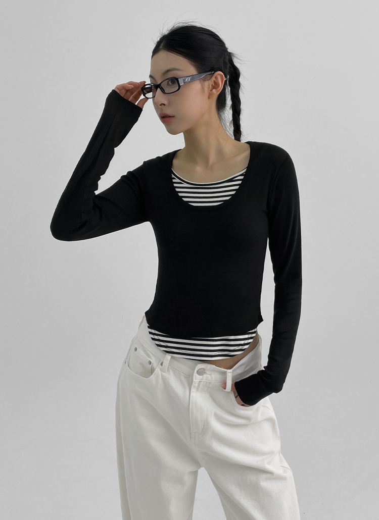 tシャツ ボーダーレイヤードトップス レディース otona-luxe_t23583ss