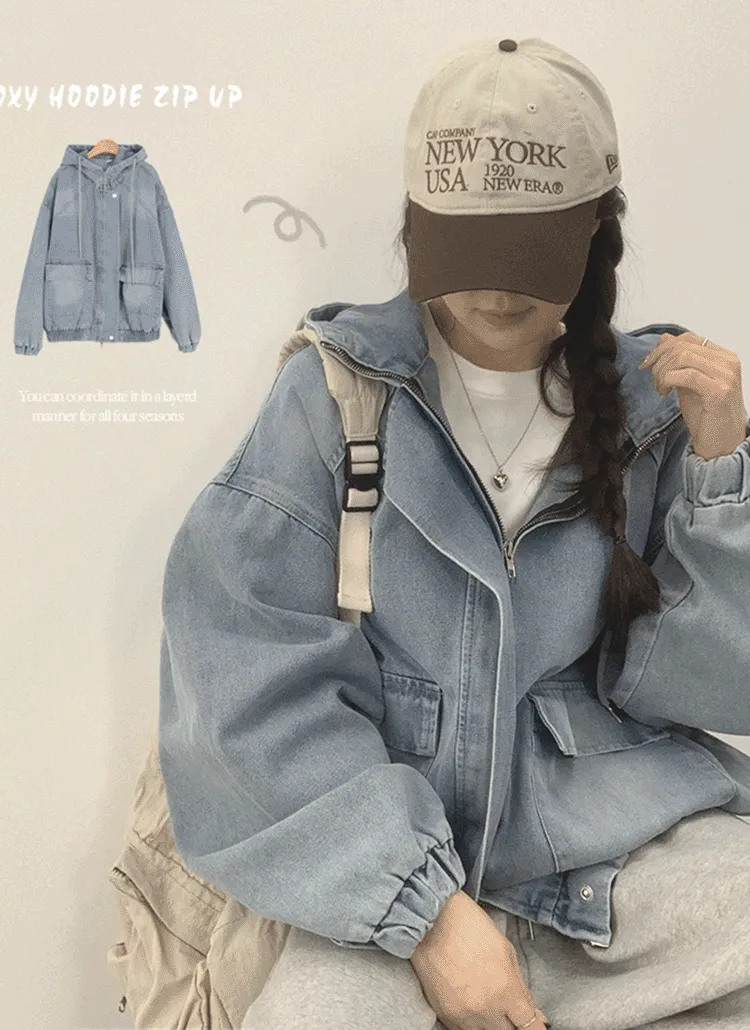 ボクシーポケットフードデニムジャンパー | withhuilin | 詳細画像1