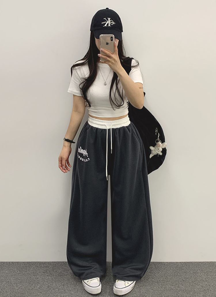 配色ドロストロゴスウェットパンツ | レディースファッション通販 - DHOLIC