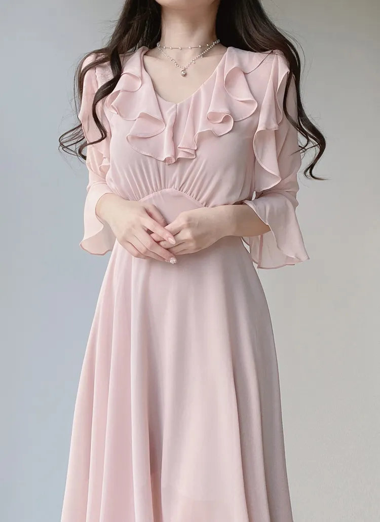 ✴︎新品未使用✴︎ ラッフルボートネックワンピース DHOLIC