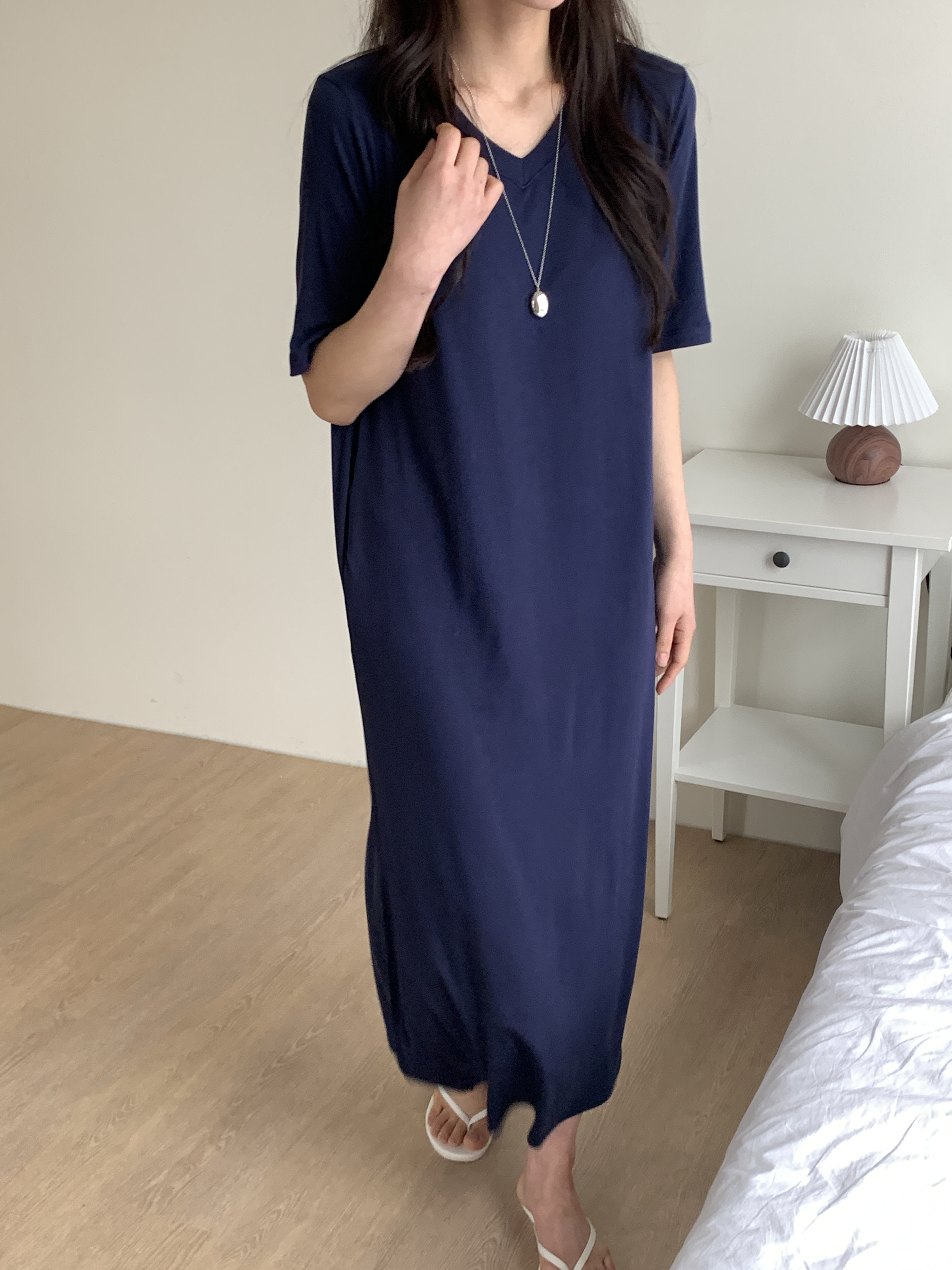 Vネックスリット半袖Tシャツワンピース | 詳細画像6