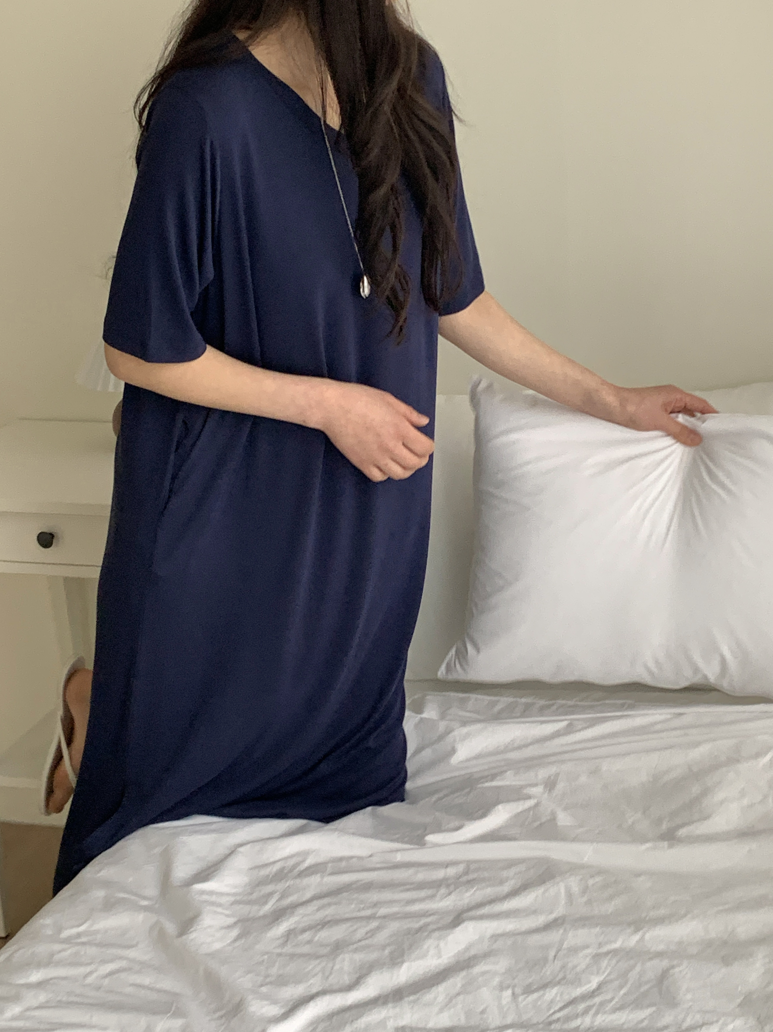 Vネックスリット半袖Tシャツワンピース | 詳細画像7