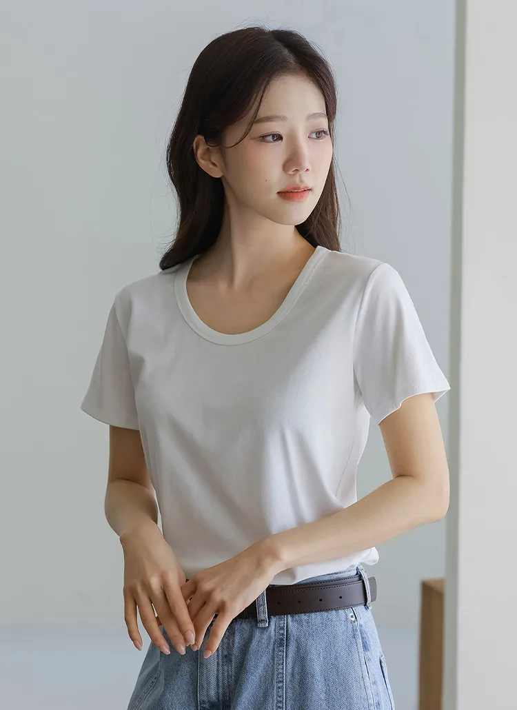 Uネック半袖Tシャツ | chicfox | 詳細画像1