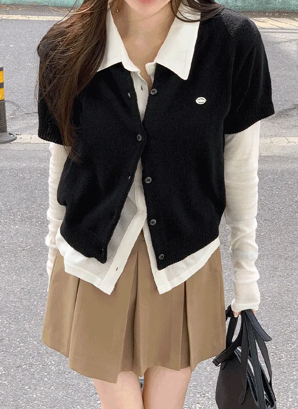 ミニチャーム半袖ニットカーディガン | 66girls | 詳細画像1