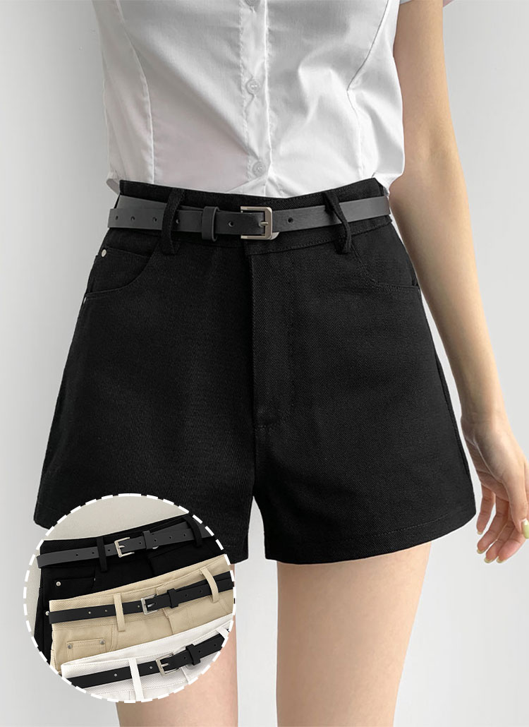 ベルト付コットンショートパンツ | レディースファッション通販 - DHOLIC