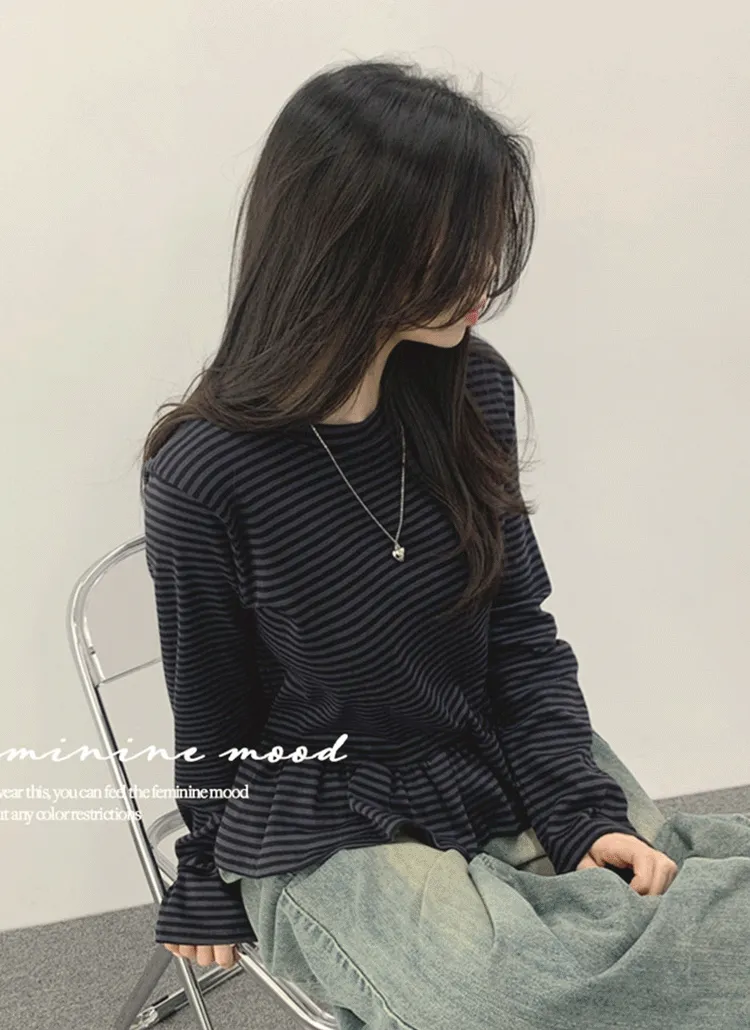 ボーダーペプラムTシャツ | withhuilin | 詳細画像1