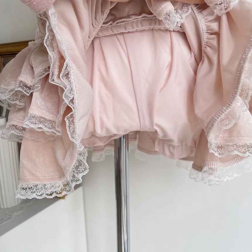 リボンレースオフショルTシャツ&フリルリボンレースミニスカートSET | mirangmirang | 詳細画像30