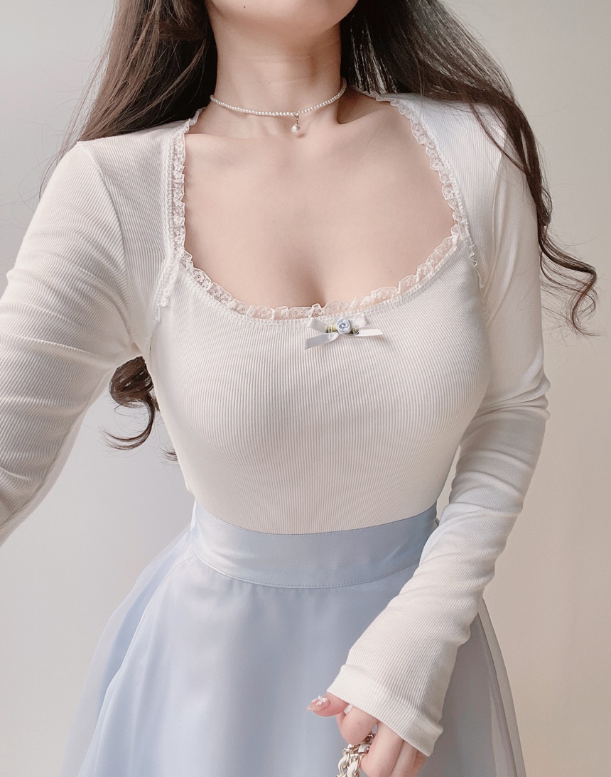 リボンローズレースボレロネックTシャツ | mirangmirang | 詳細画像21