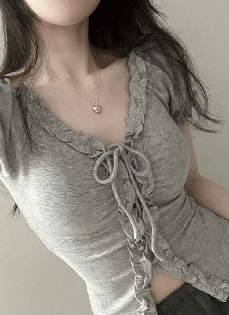 フリルリボンパフ半袖Tシャツ | NEEDON | 詳細画像1