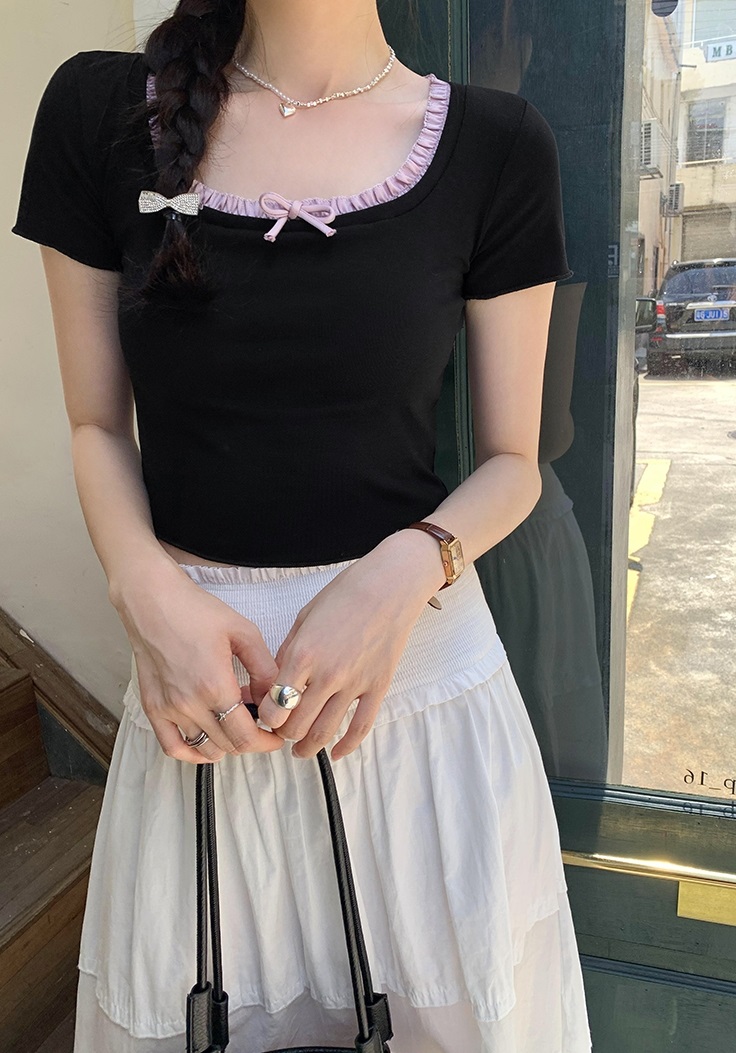 フリルリボンスクエアネック半袖Tシャツ | 詳細画像7