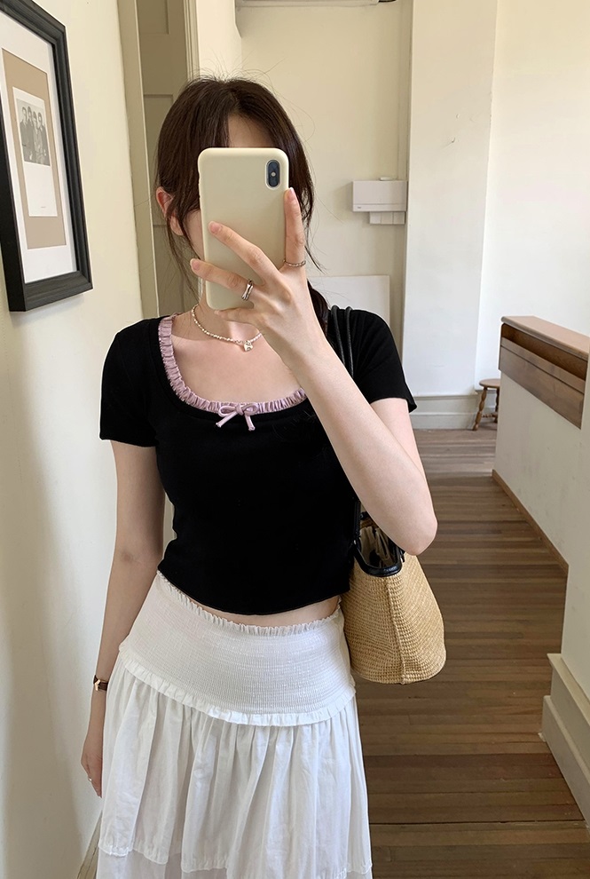 フリルリボンスクエアネック半袖Tシャツ | 詳細画像8