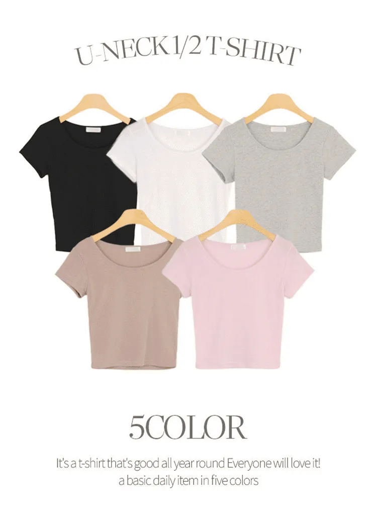 Uネック半袖Tシャツ | withhuilin | 詳細画像1