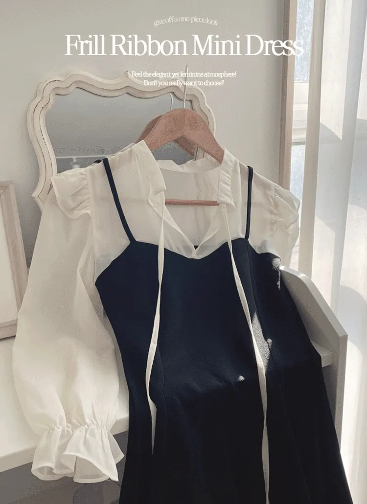 シフォンブラウスドッキングフレアワンピース | withhuilin | 詳細画像1