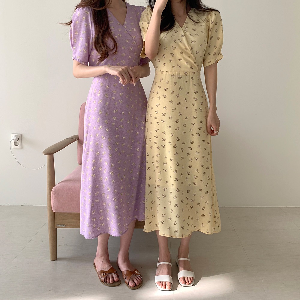 花柄カシュクールリボンパフ半袖ワンピース | 詳細画像7