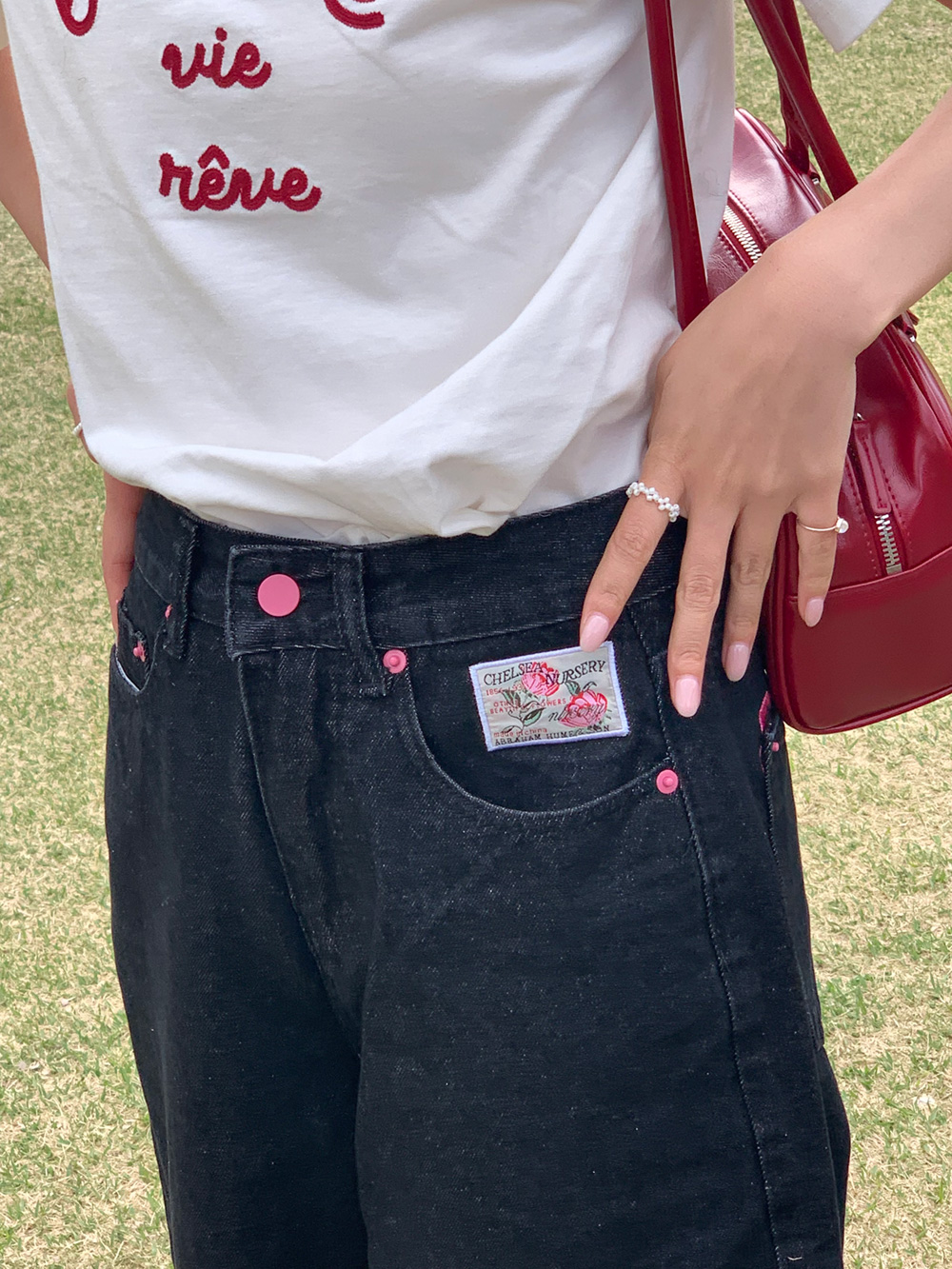 バック刺繍ロゴワイドデニムパンツ | 詳細画像6