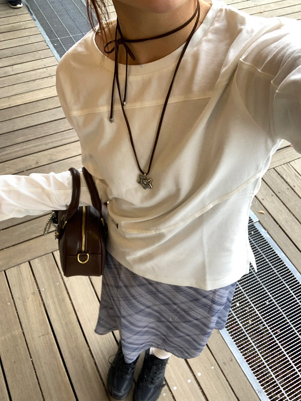 シフォンリボンチェックミディスカート | 詳細画像5