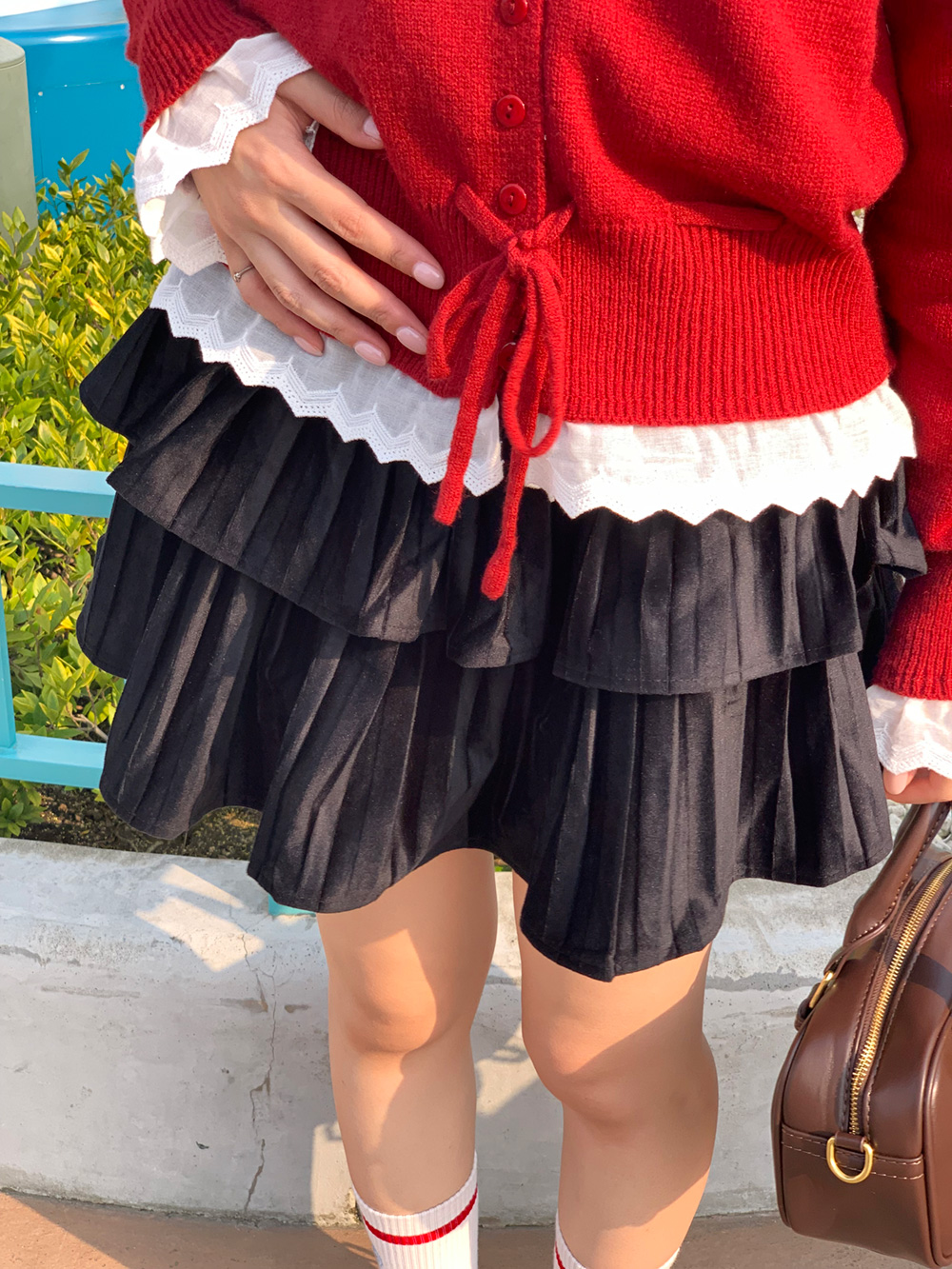 パンツ裏地ベロアティアードスカート | 詳細画像9