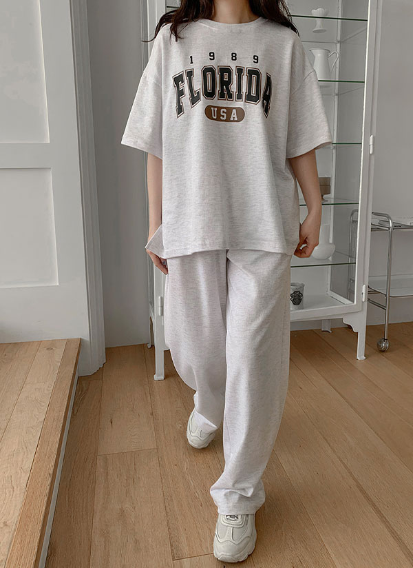 FLORIDAスリット半袖Tシャツ&スウェットパンツSET | レディース