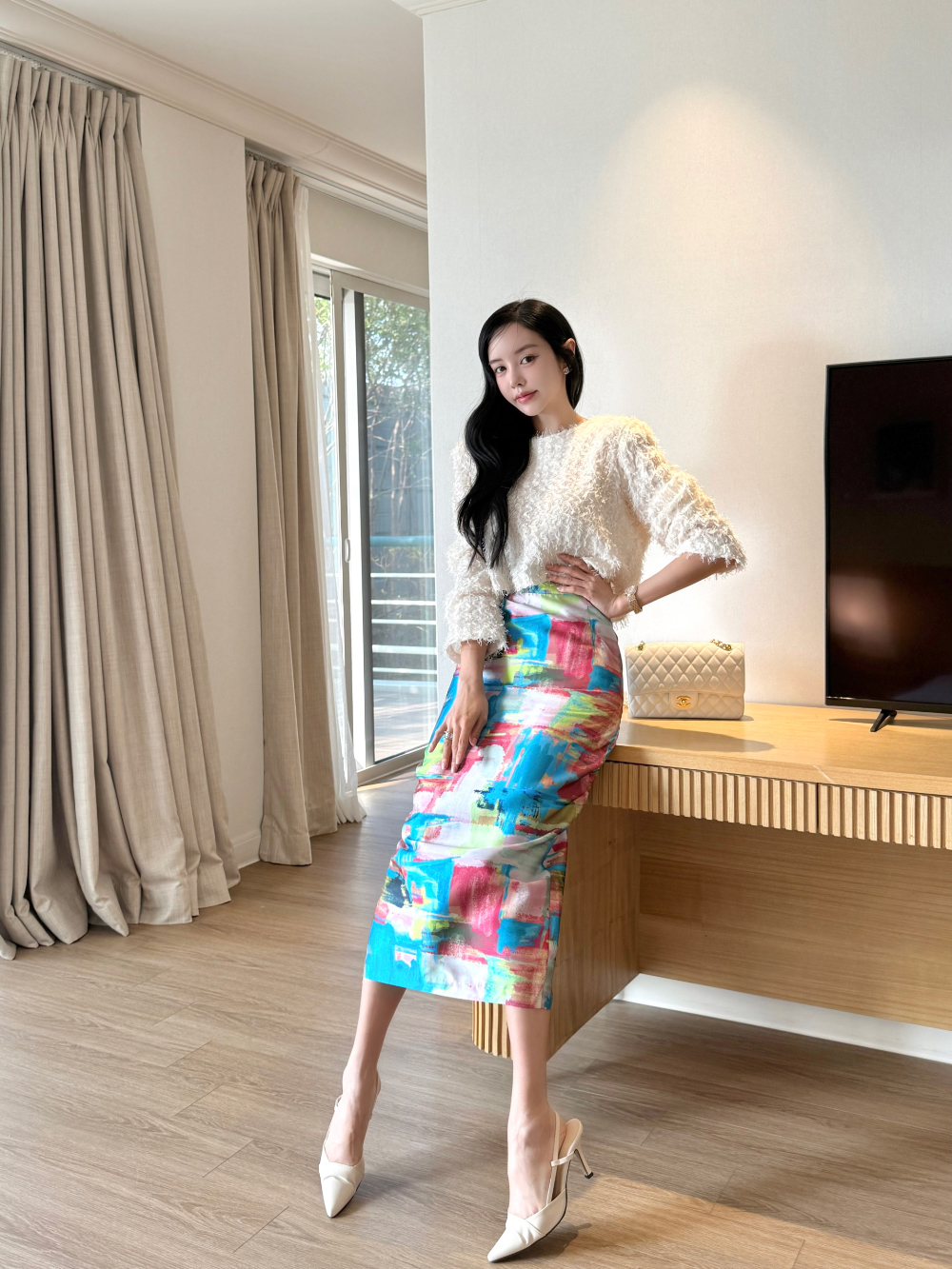カラフルペイントロングスカート | レディースファッション通販 - DHOLIC