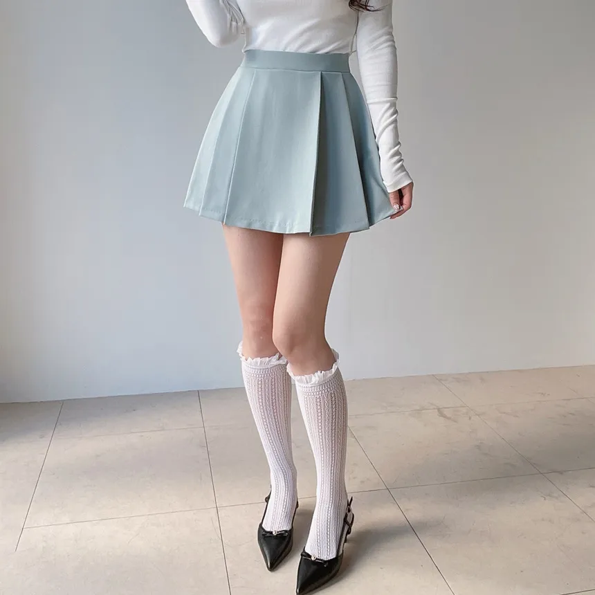パンツ裏地Aラインサイドプリーツスカート | mirangmirang | 詳細画像26