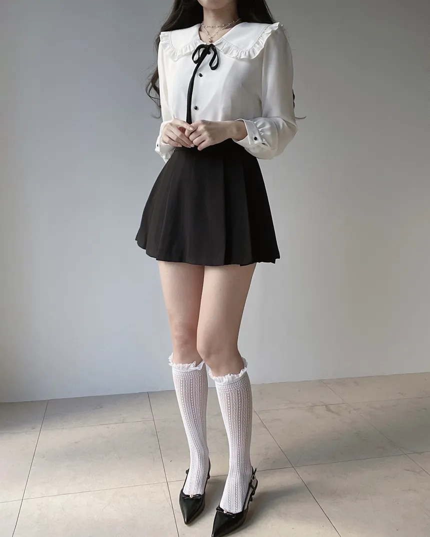 パンツ裏地Aラインサイドプリーツスカート | mirangmirang | 詳細画像33