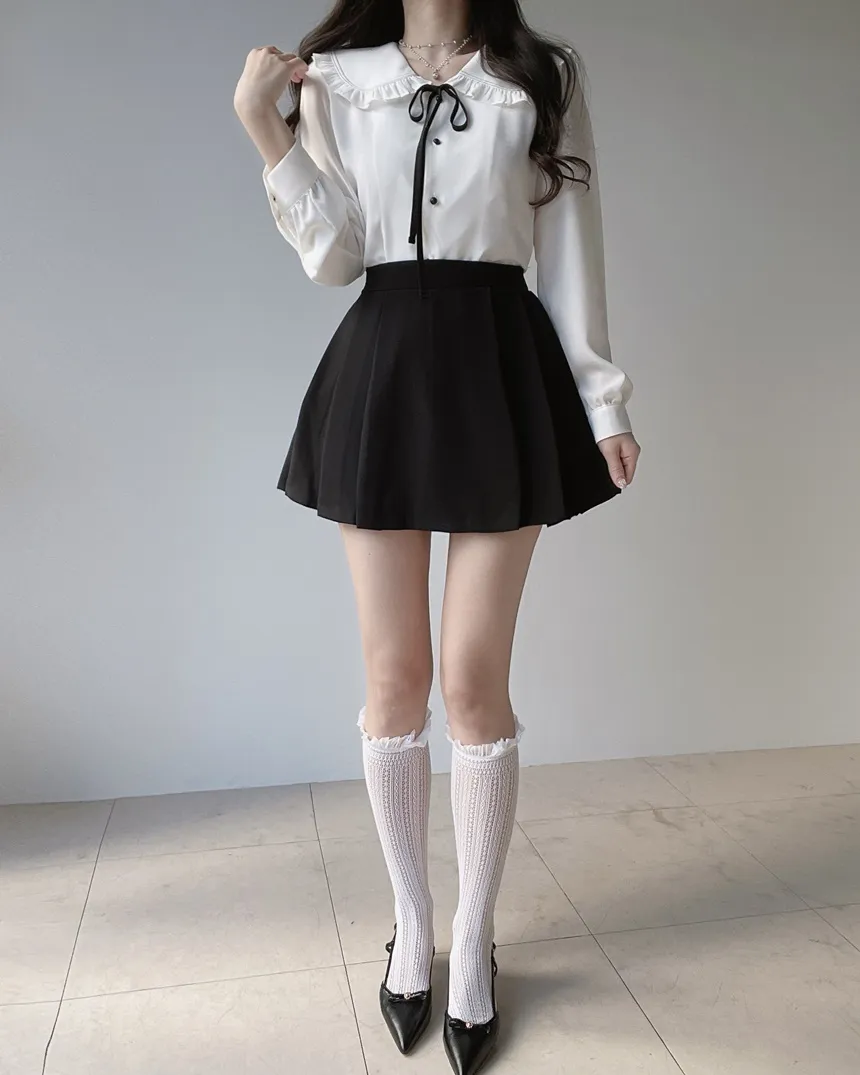 パンツ裏地Aラインサイドプリーツスカート | mirangmirang | 詳細画像35