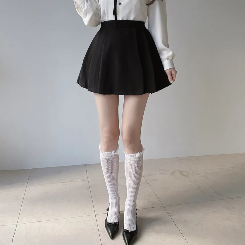 パンツ裏地Aラインサイドプリーツスカート | mirangmirang | 詳細画像54