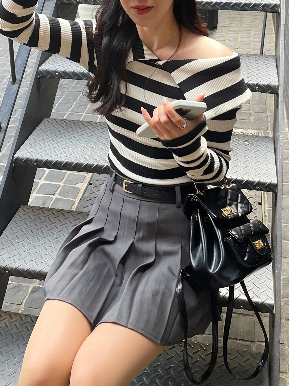 ベルト付パンツ裏地プリーツミニスカート | 詳細画像7
