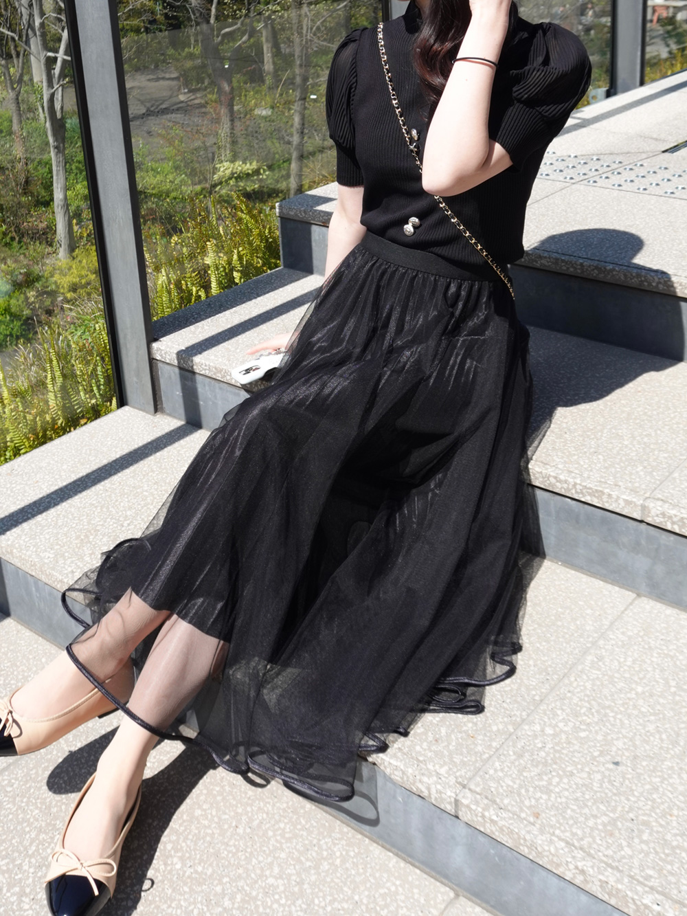 プリーツチュールロングスカート | レディースファッション通販 - DHOLIC