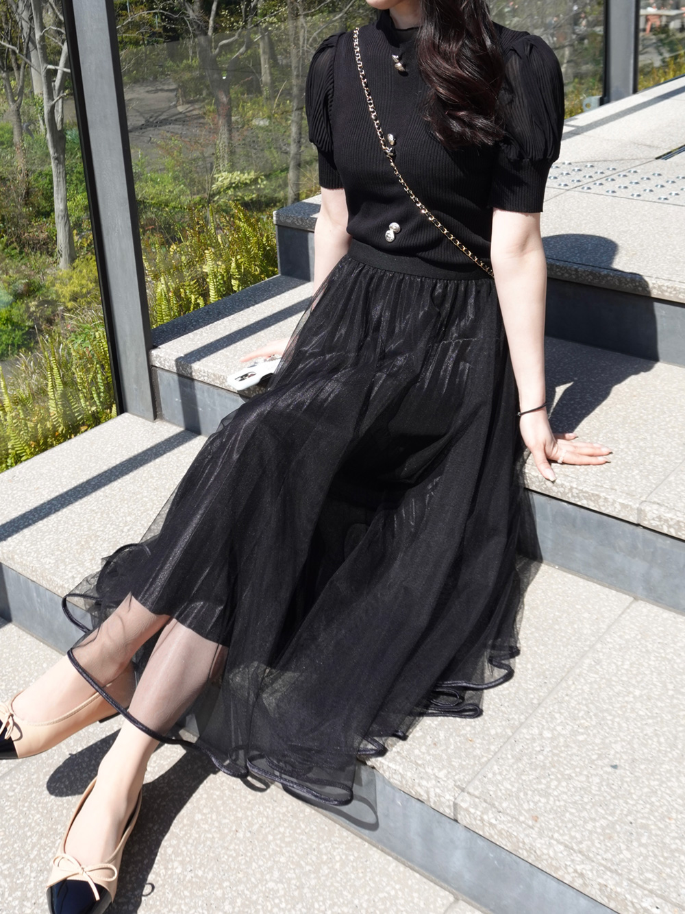 プリーツチュールロングスカート | 詳細画像7
