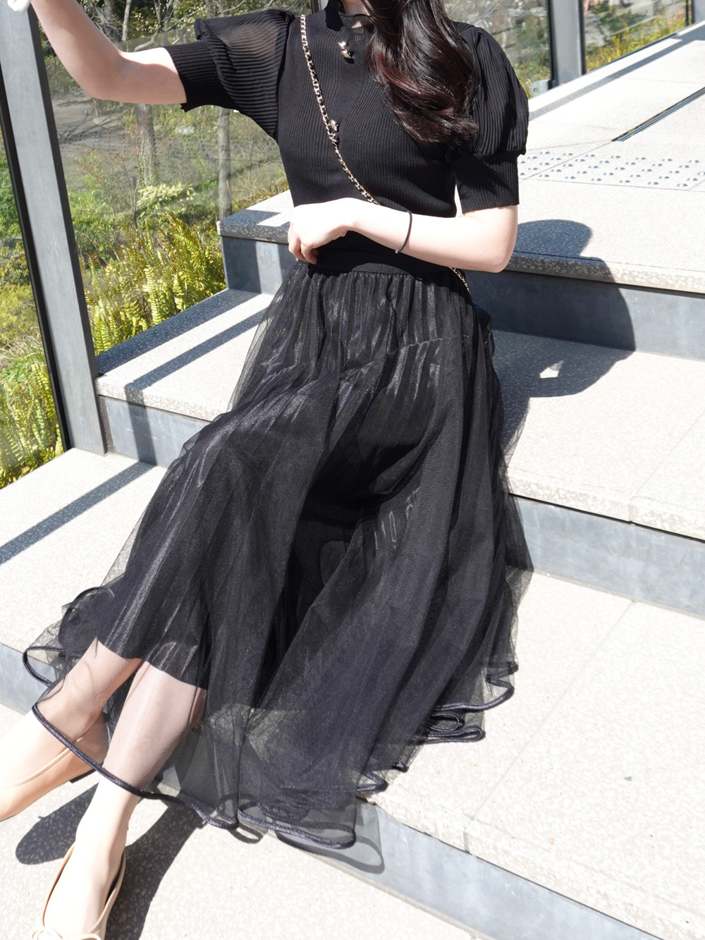 プリーツチュールロングスカート | レディースファッション通販 - DHOLIC