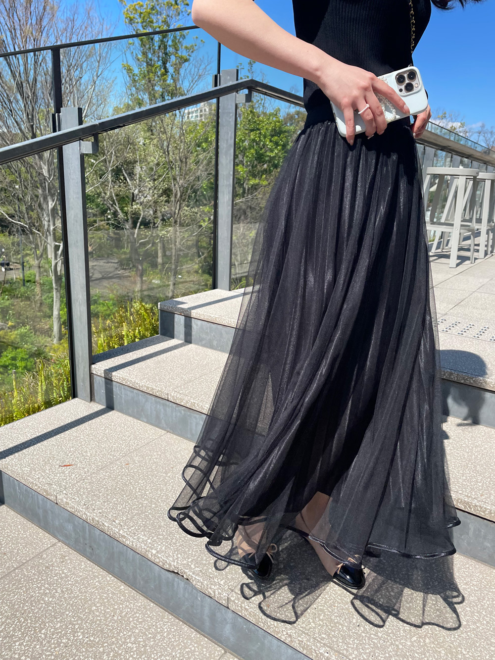 プリーツチュールロングスカート | 詳細画像14